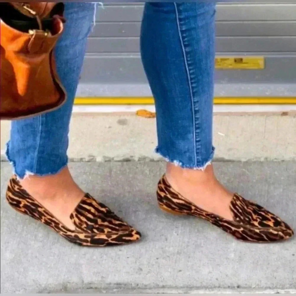 Madewell leopard print cow hide leather pointy toe flats - Picture 1 of 9
